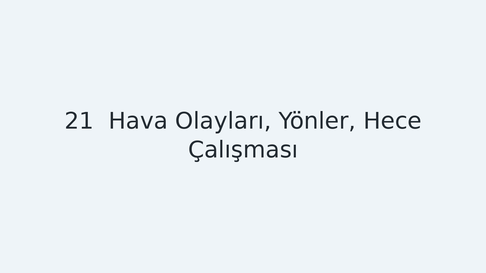 "Hava Olayları, Yönler, Hece Çalışması EBA TV - Yabancı Öğrenciler İçin Türkçe Dersi 07.12.2020 tarihli yayın içeriğidir."