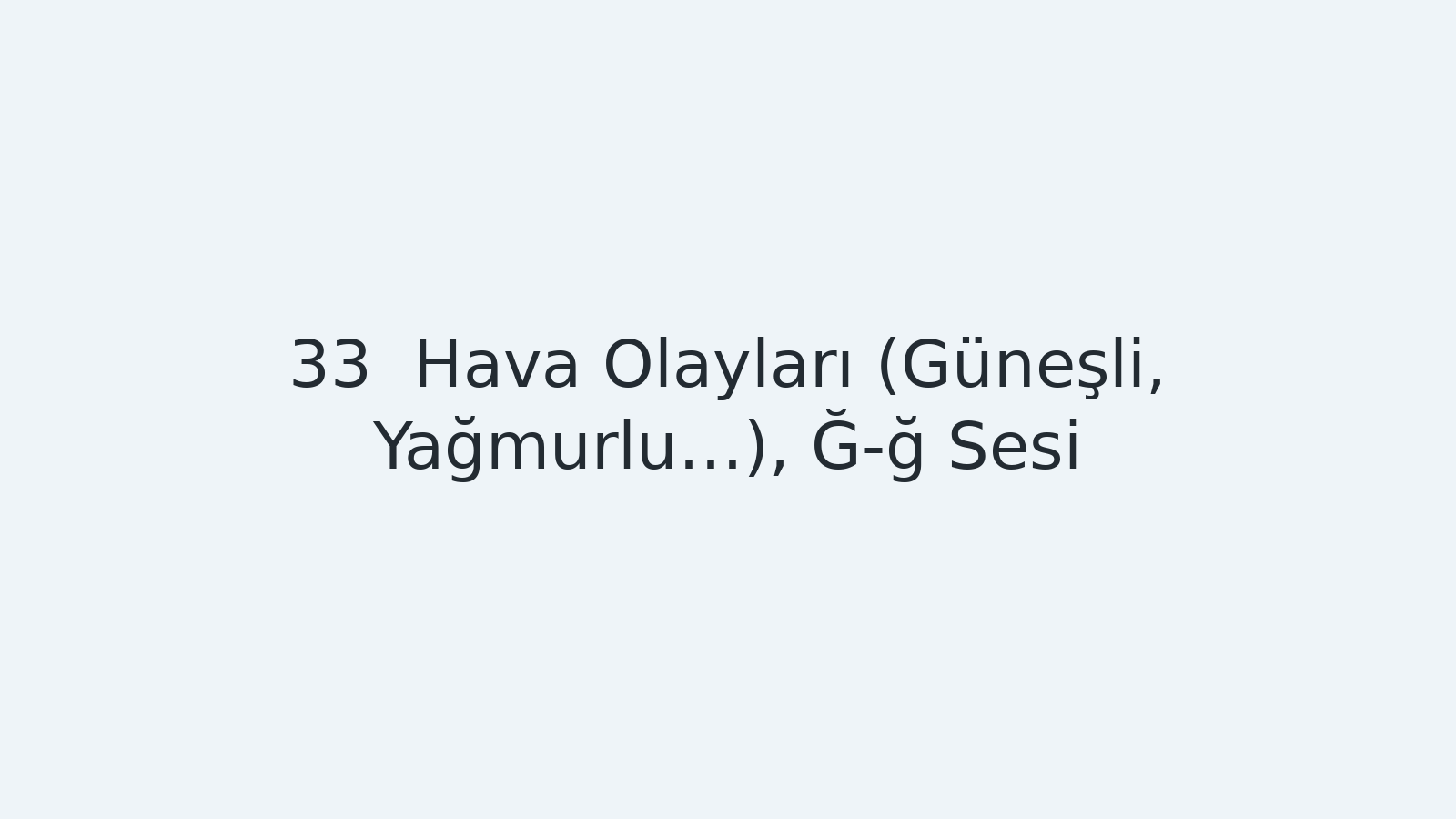 "Hava Olayları (Güneşli, Yağmurlu…), Ğ-ğ Sesi EBA TV - Yabancı Öğrenciler için Türkçe Dersi 14.12.2020 tarihli yayın içeriğidir."