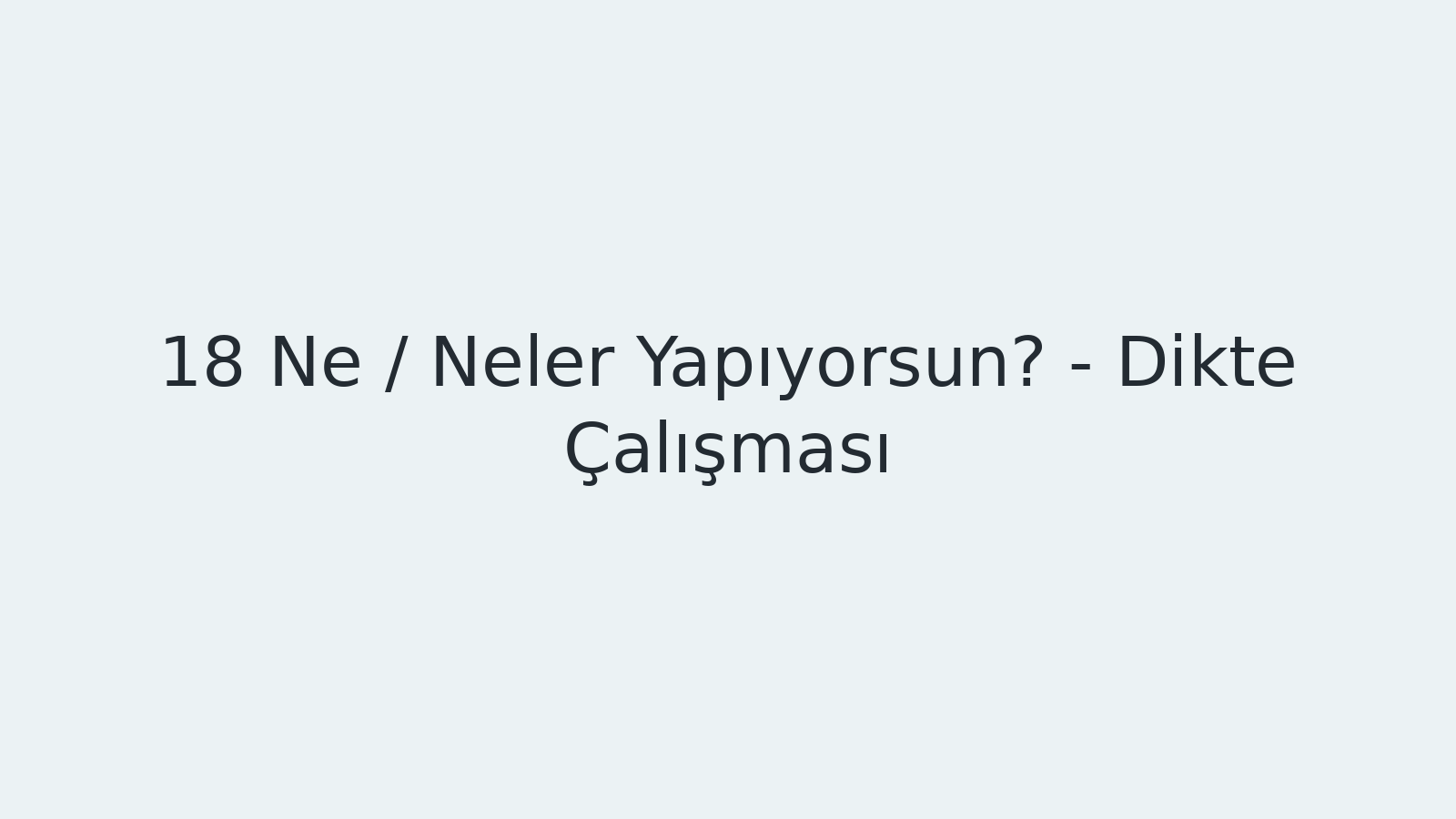 "Ne / Neler Yapıyorsun? - Dikte Çalışması EBA TV - Yabancı Öğrenciler İçin Türkçe 24.11.2020 tarihli yayın içeriğidir."