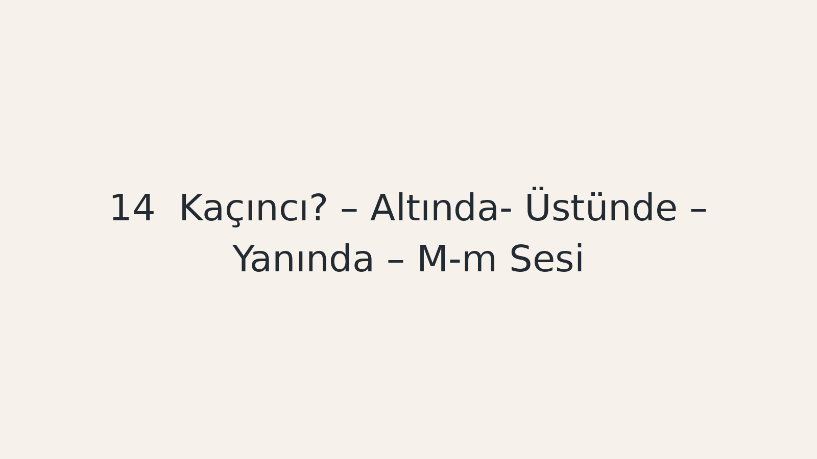 "Kaçıncı? – Altında- Üstünde – Yanında – M-m Sesi EBA TV - Yabancı Öğrenciler için Türkçe Dersi 21.10.2020 tarihli yayın içeriğidir."