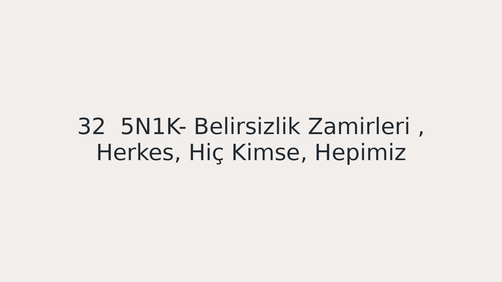 "5N1K- Belirsizlik Zamirleri , Herkes, Hiç Kimse, Hepimiz... EBA TV - Yabancı Öğrenciler için Türkçe Dersi 09.12.2020 tarihli yayın içeriğidir."